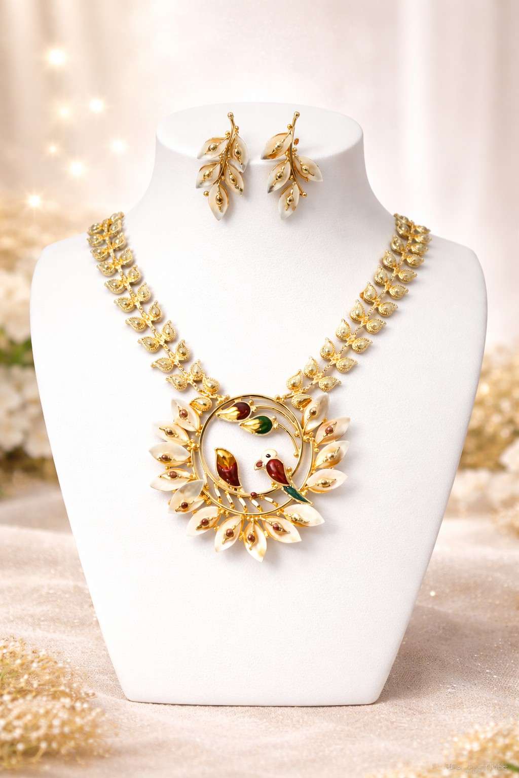 Royal Bird Motif Statement Necklace Set